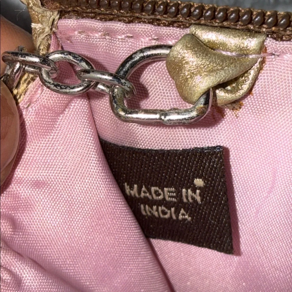 Coach Gold Metallic Trim Signature Keychain Card Case